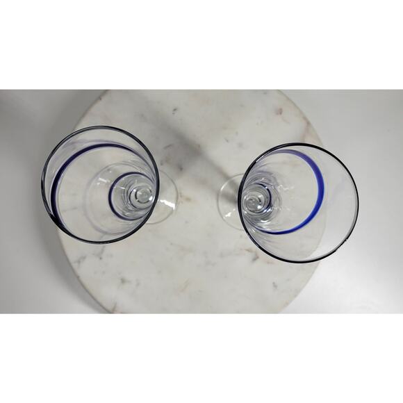 Pier 1 Swirline Pilsner Glass Pair 10" Cobalt Blue Handblown Set‎ of 2 - Picture 5 of 10